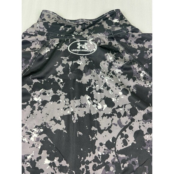 Under Armour RUN Mens Large 1/4 Zip Fitted Pullover Black Gray Camo Splatter - Picture 4 of 8